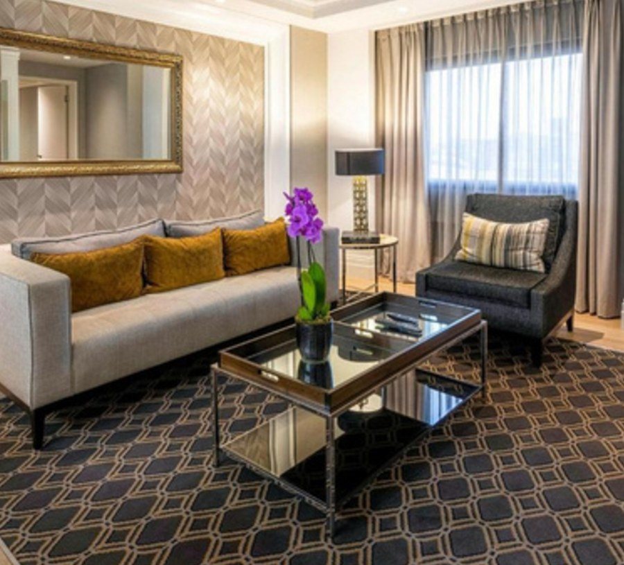 Suite lounge with sofa and coffee table