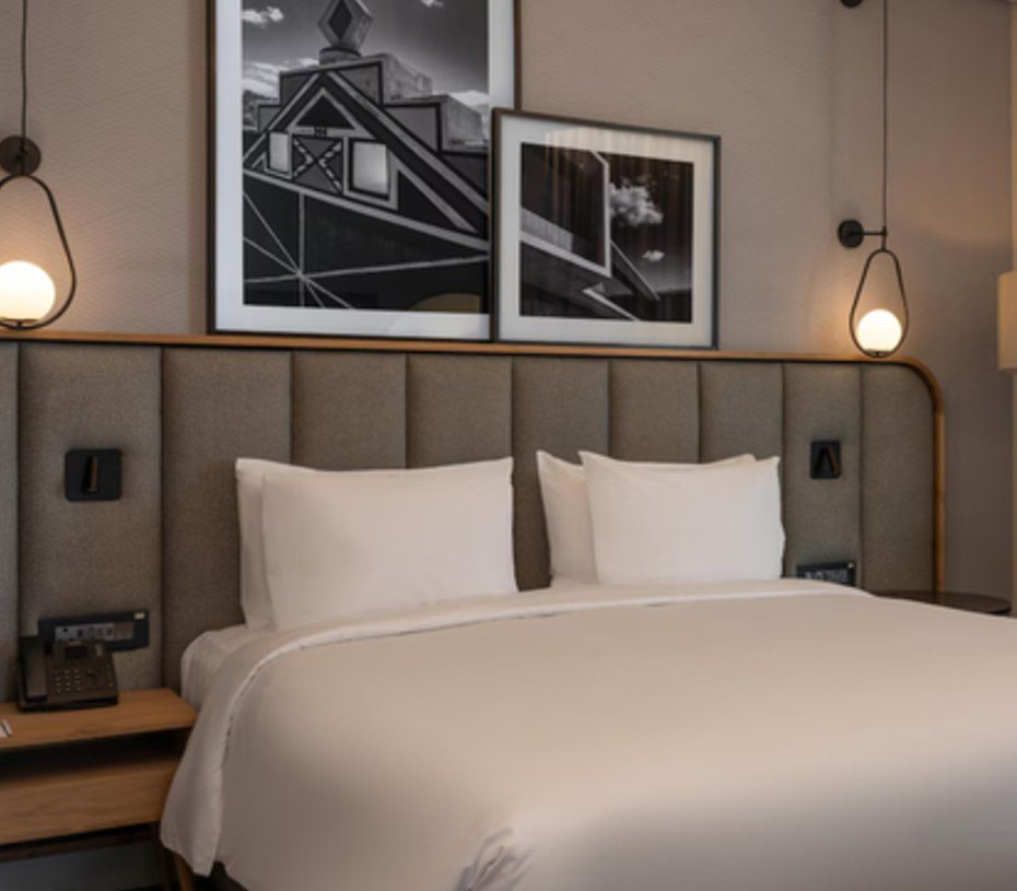 Upholstered headboard with integrated lighting