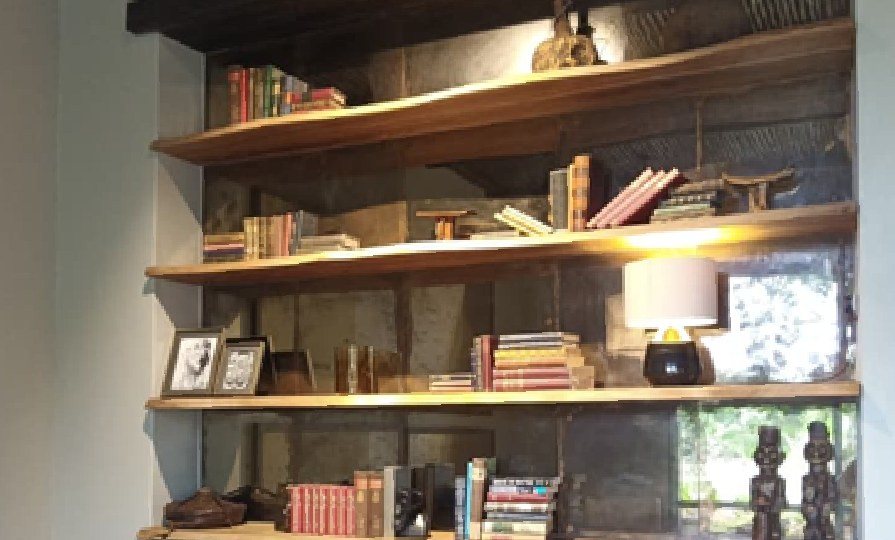Floating shelves cut from single boards